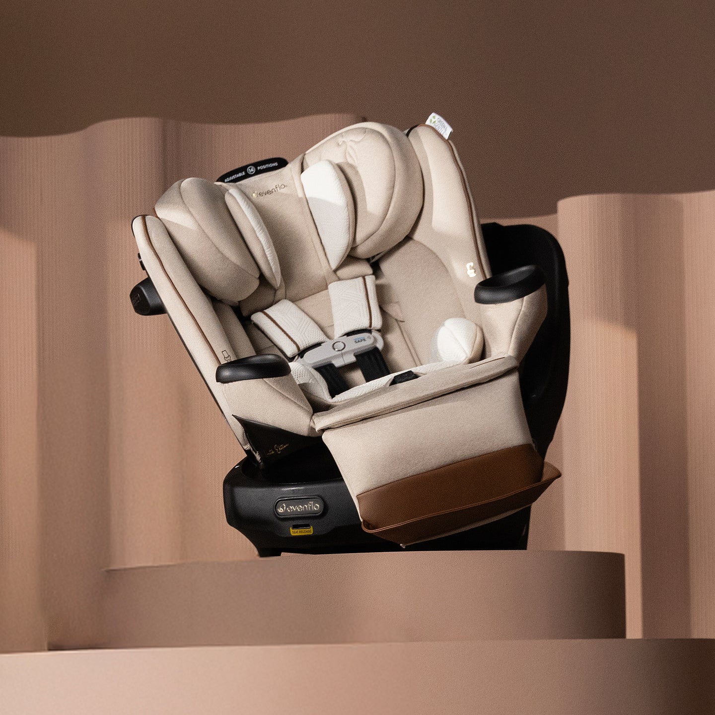 Evenflo - Limited Edition Revolve360 Extend All-in-One Rotational Car Seat with Green & Gentle Fabric - Champagne
